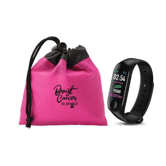Breast Cancer Awareness Activity Tracker Wristband with Mini Tote
