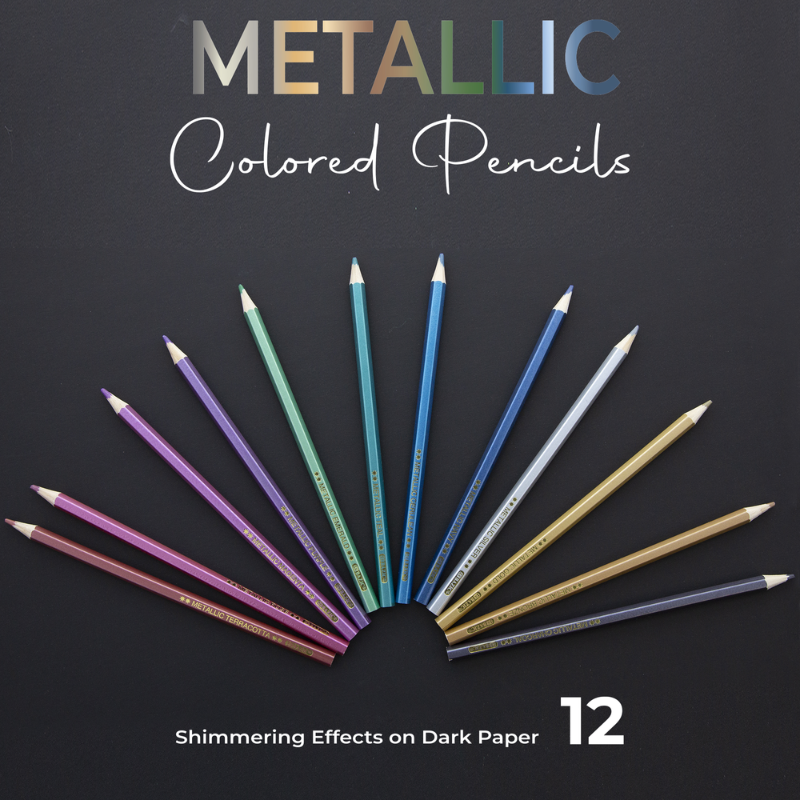 BAZIC Metallic Coloured Pencils (12/Pack)