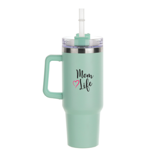 Big Sipper 40oz Tumbler with Handle & Straw - Mom Life