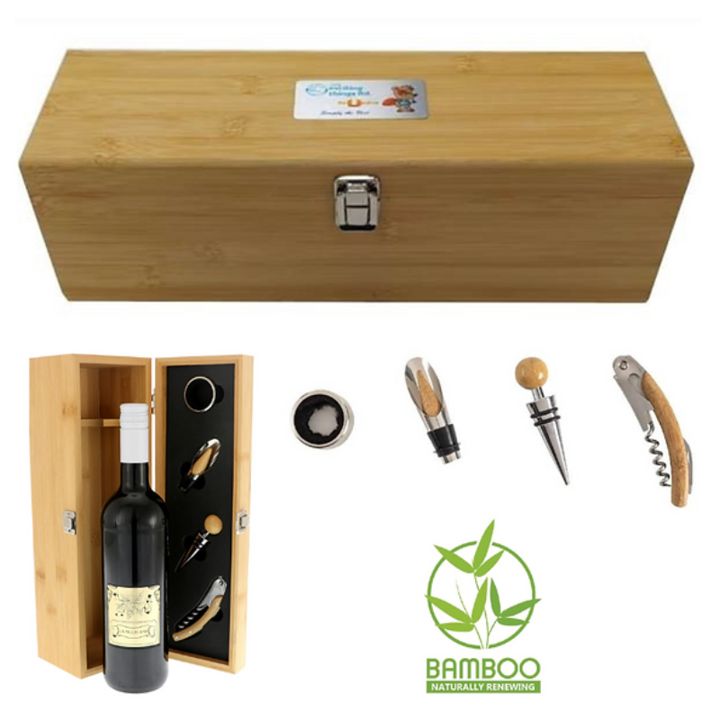 Personalised Bamboo Wine Bottle Box With Accessories