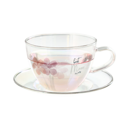 Pavilion 7oz Glass Tea Cup and Saucer - Mom