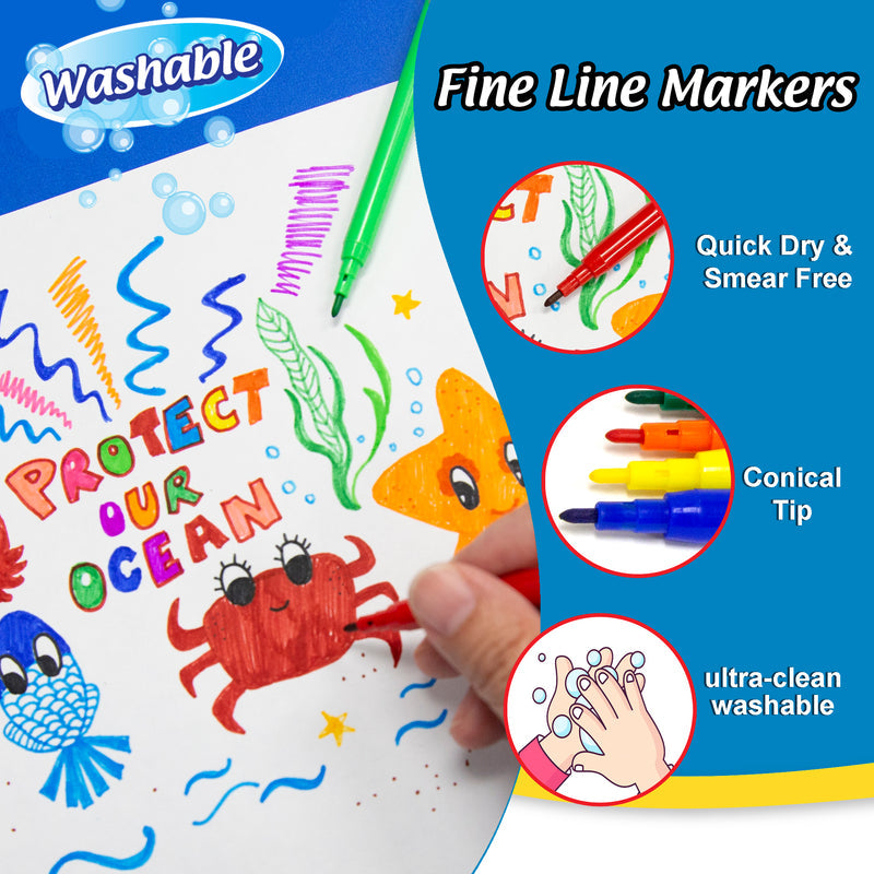 BAZIC Fine Line Washable Markers (20/Pack)