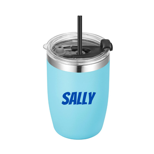 Personalised 12oz Vegond Stainless Steel Insulated Tumbler with Straw - Light Blue