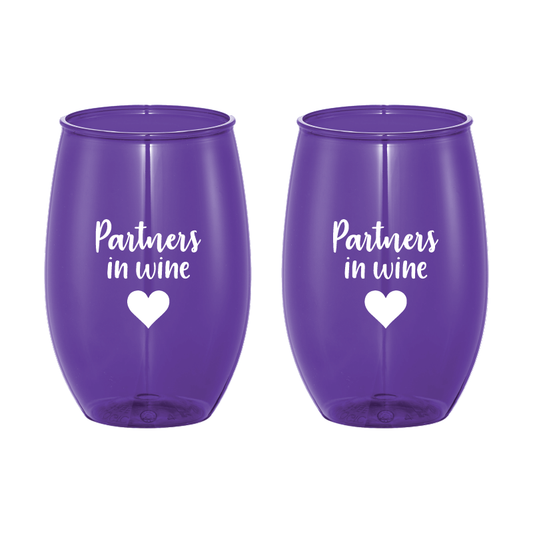 15oz Stemless Wine Cup - Partners in Wine - Set of 2