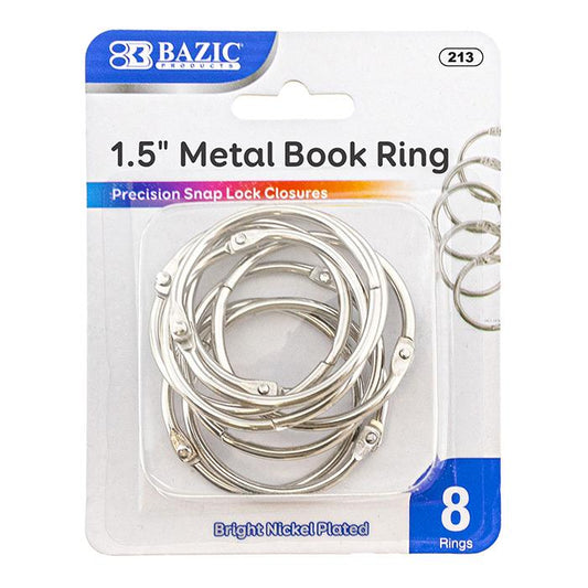 BAZIC 1.5" Metal Book Rings (8/Pack)