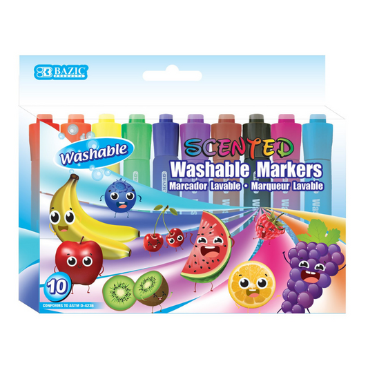 BAZIC 10 Color Washable Scented Markers