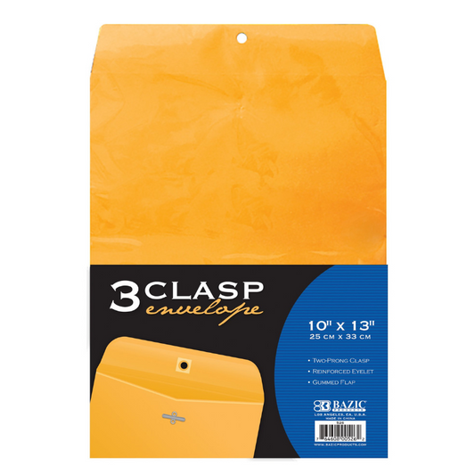 BAZIC 10" X 13" Clasp Envelope (3/Pack)