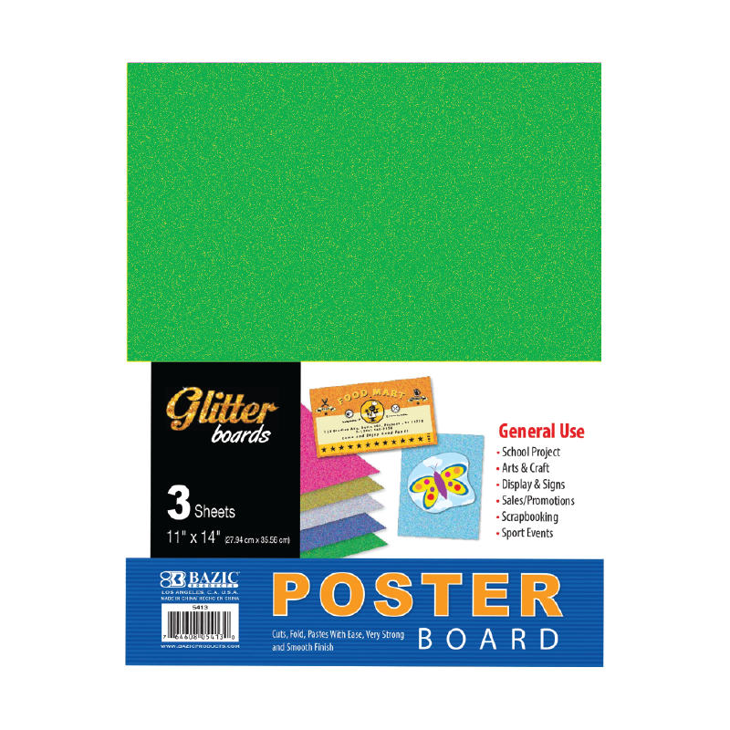 BAZIC 11" X 14" Glitter Poster Board (3/Pack)