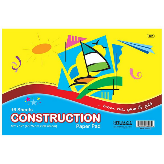 BAZIC 12" X 18" Construction Paper Pad (16 Sheets)