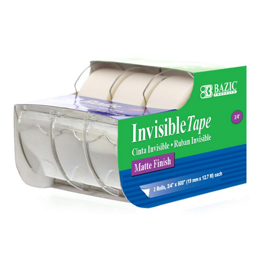 BAZIC 3/4" X 500" Invisible Tape (3/Pack)
