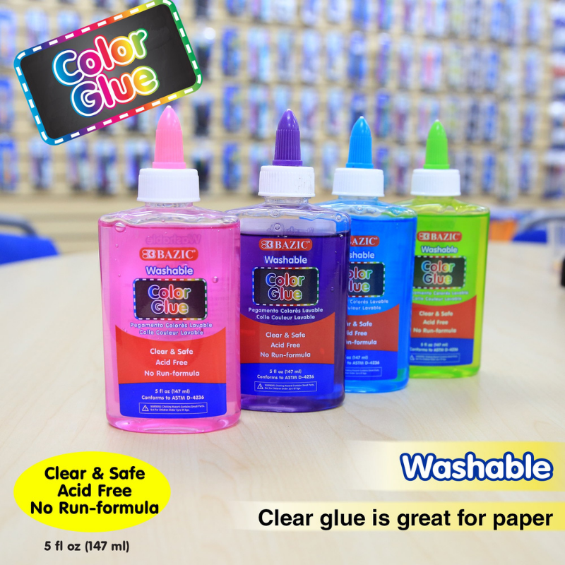 BAZIC 5 FL Oz (147 mL) Washable Clear Color School Glue
