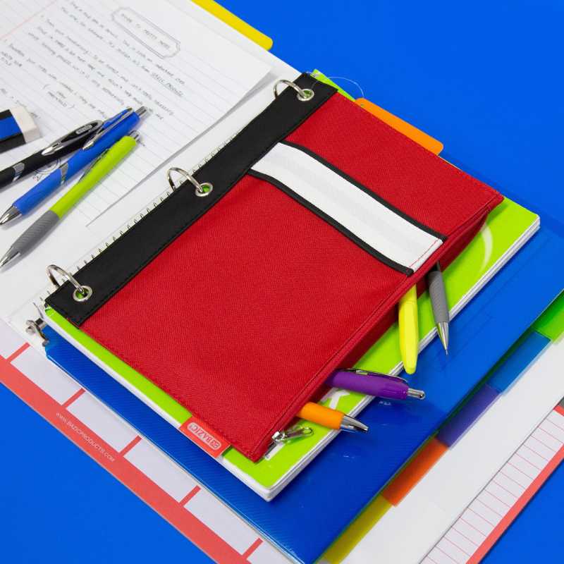 BAZIC Assorted Color 3-Ring Pencil Pouch