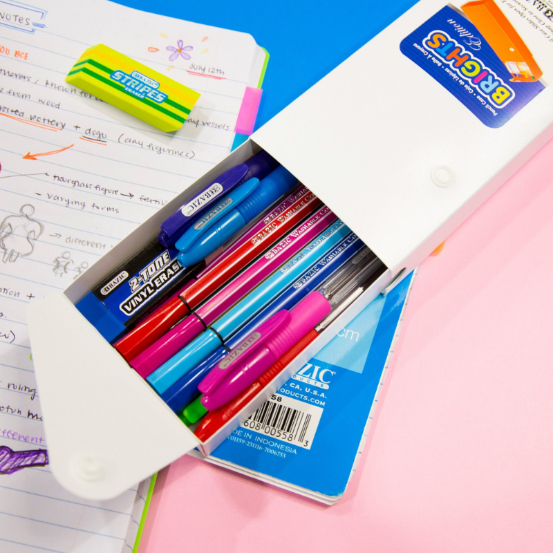BAZIC Bright Color Slider Pencil Case Display