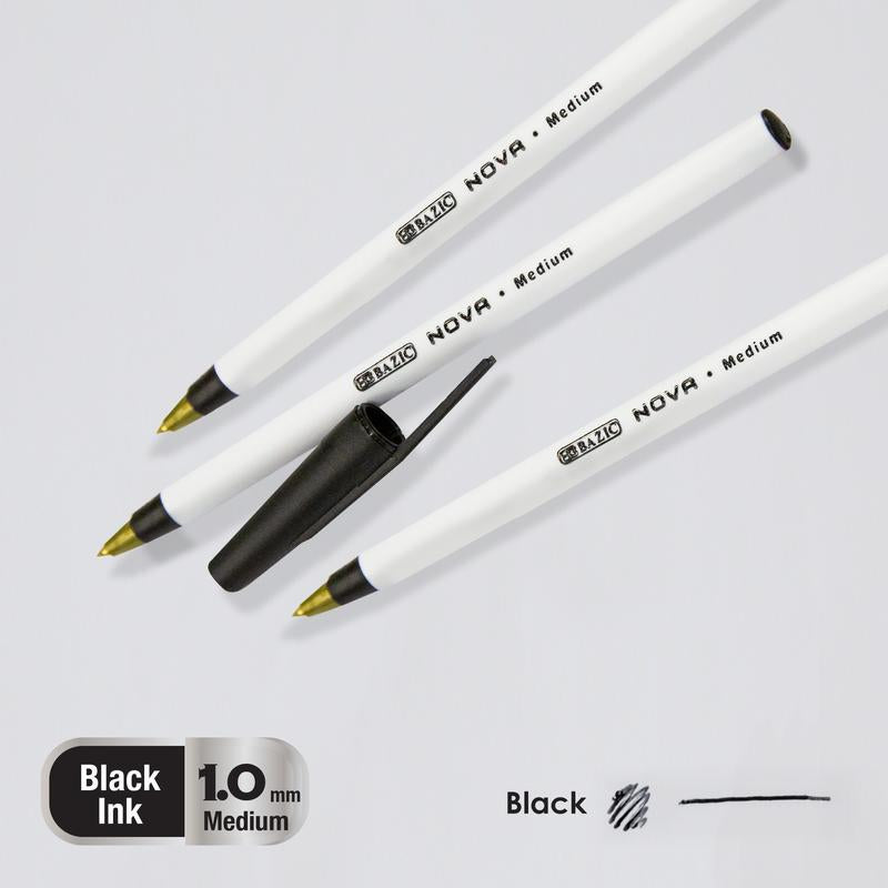BAZIC Nova Black Colour Stick Pen (12/Box)