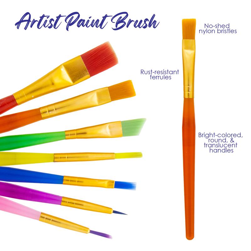 BAZIC Paint Brush Flat Angled Round w/ Translucent Handle set (7/Pack)