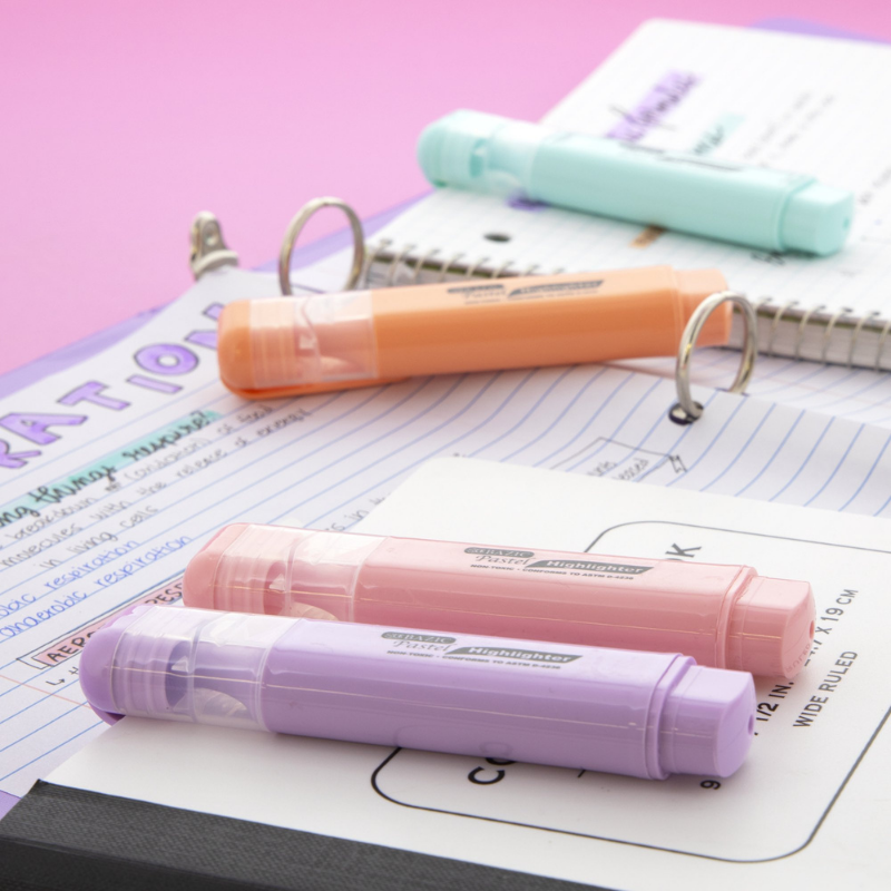 BAZIC Pastel Highlighters w/ Pocket Clip (3/Pack)