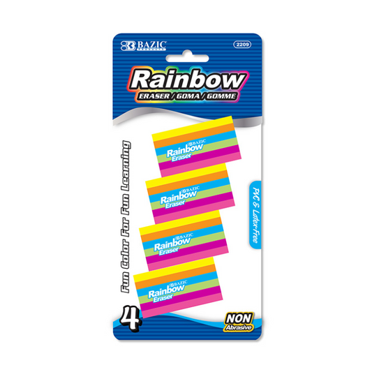 BAZIC Rainbow Eraser (4/Pack)