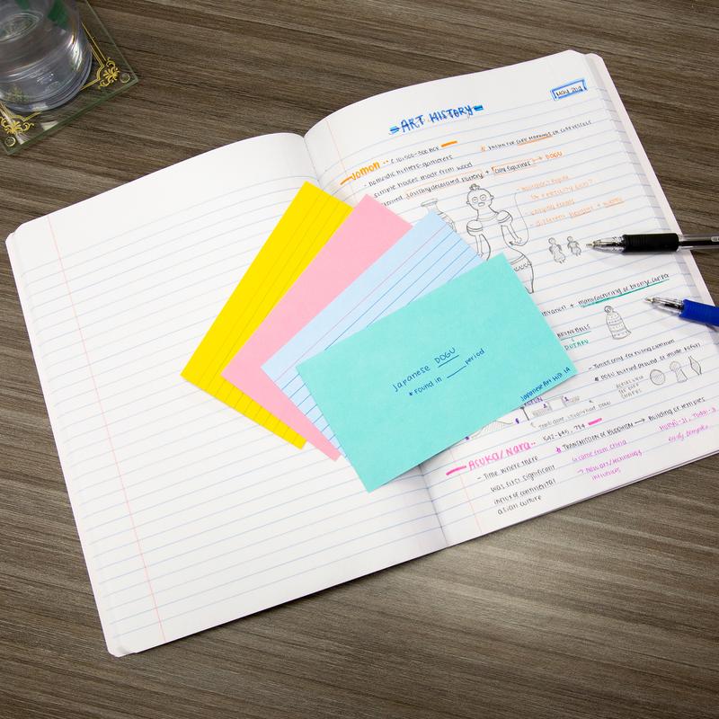 BAZIC 3" x 5" Ruled Colored Index Card (100 Sheets)