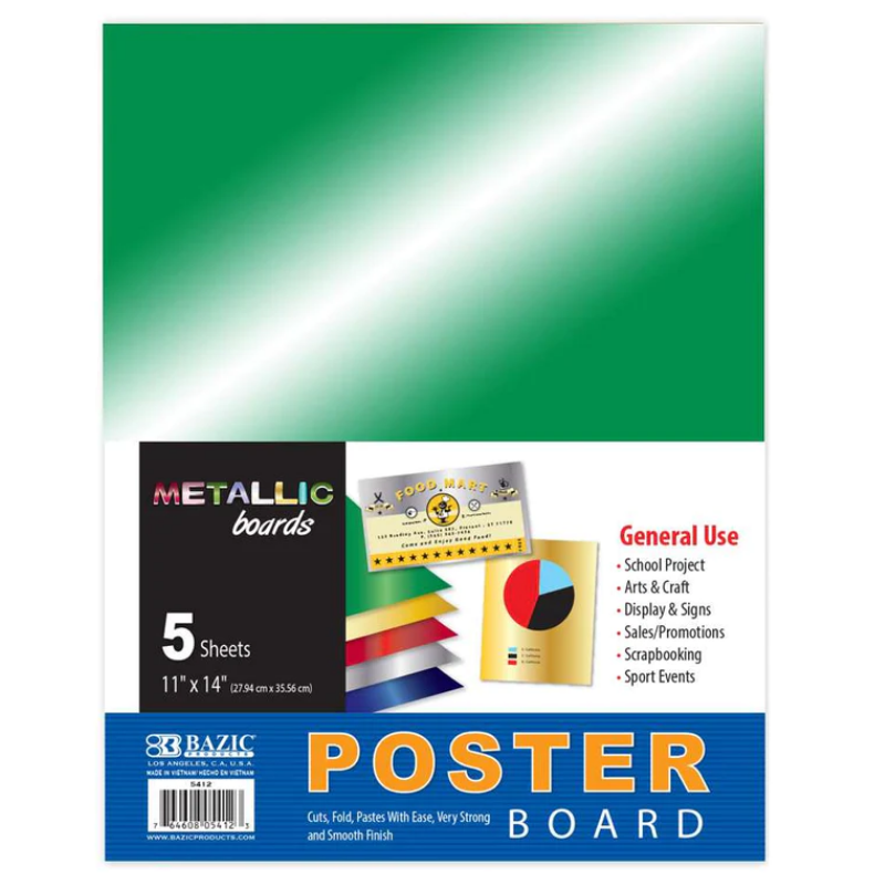 Bazic 11 x 14 Multi Color Fluorescent Poster Board (5/Pack)