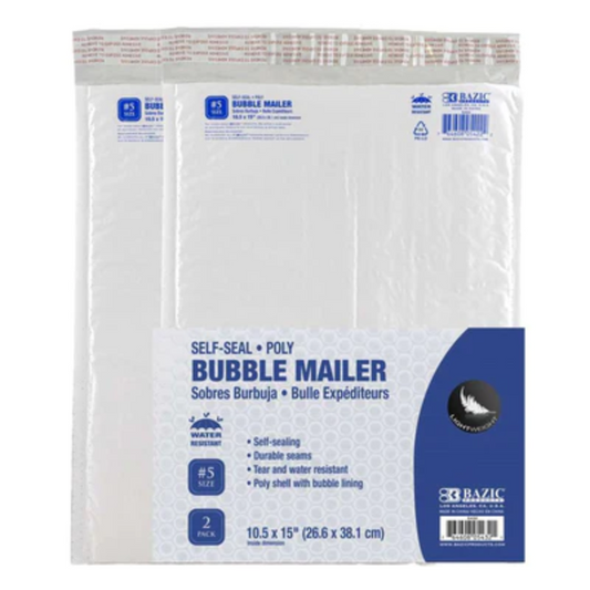 BAZIC 10.5" x 15" (#5) Poly Bubble Mailer (2/Pack)