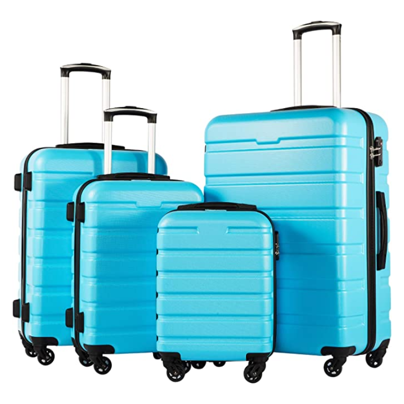 COOLIFE Spinner Hardsheel 4pc Luggage Set - Sky Blue