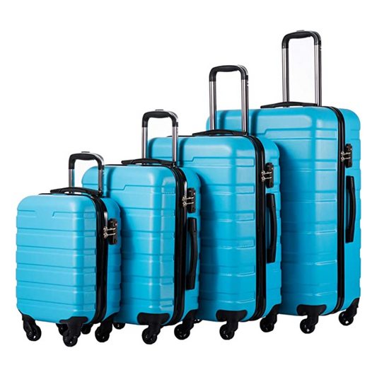 COOLIFE Spinner Hardsheel 4pc Luggage Set - Sky Blue