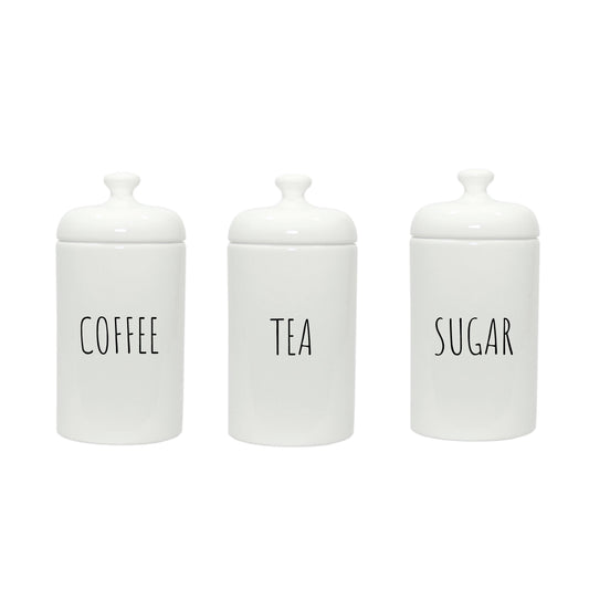 Coffee, Tea, Sugar - Simplicity Ceramic Jar - Set of 3