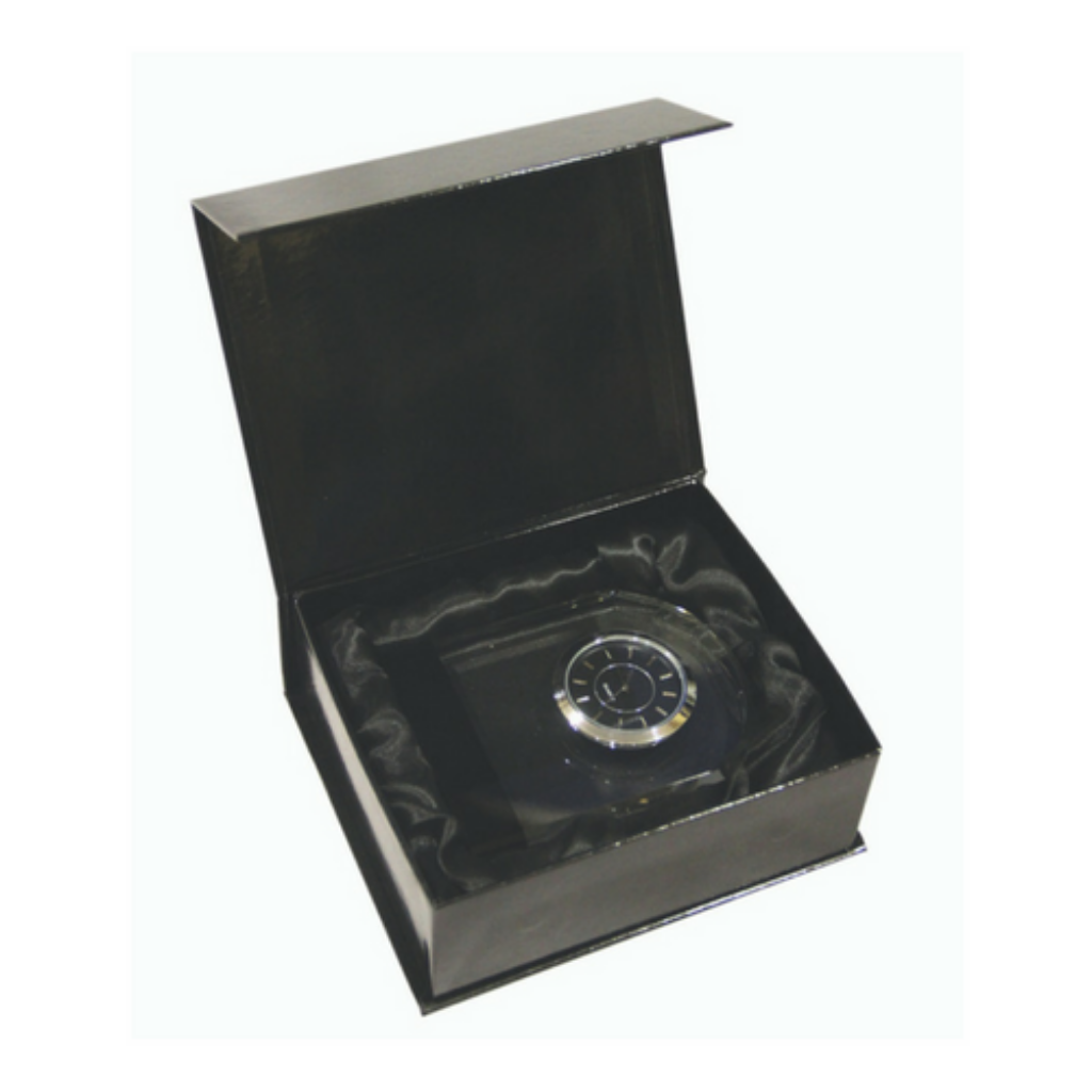 Personalised Pomezia Crystal Desk Clock with Chrome Trim