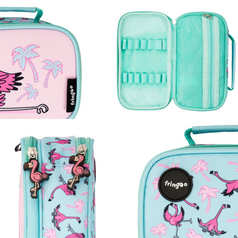 Fringoo Two Compartment Pencil Case - Flamingo