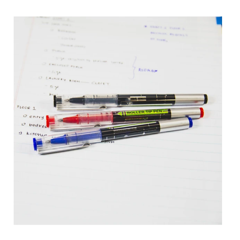 BAZIC Dayton Assorted Color Rollerball Pen w/ Metal Clip (3/Pk)