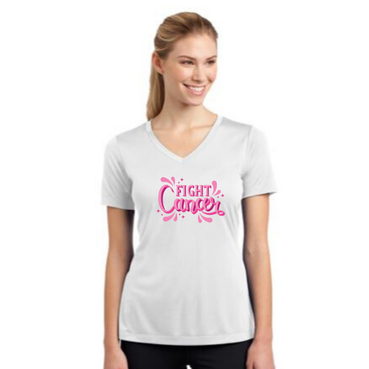 Ladies Competitor V-Neck T-Shirt - Fight Cancer