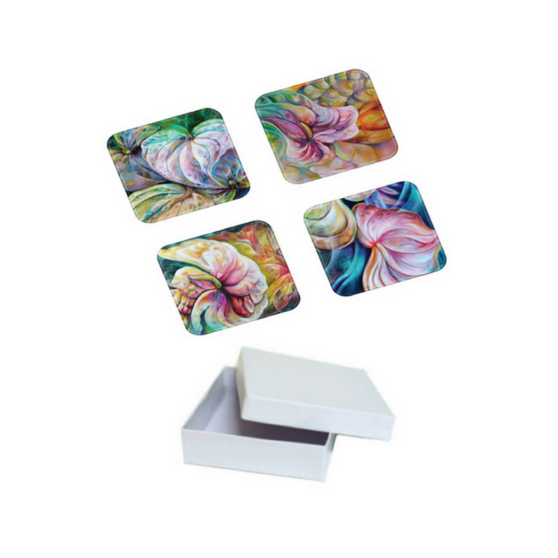 Lisa Hutchinson – 4PC Acrylic Coaster Set in Gift Box Set
