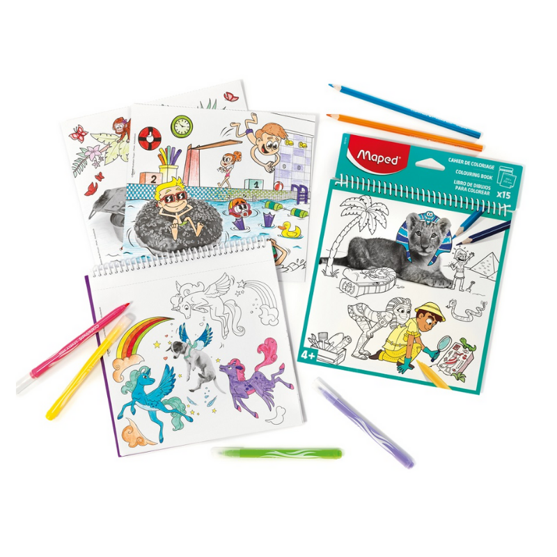Maped Spiral Colouring Book with 15 Perforated Sheets