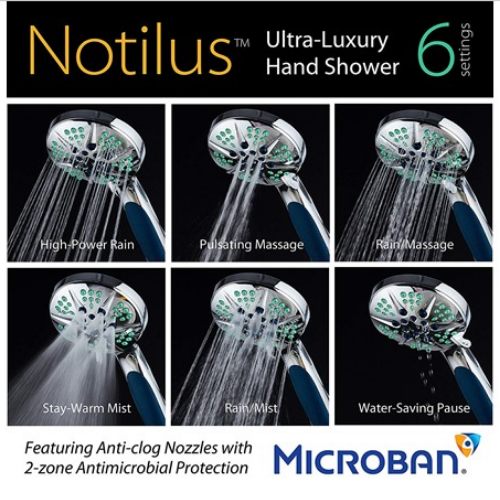 Notilus Antimicrobial High-Pressure Handheld Shower Head
