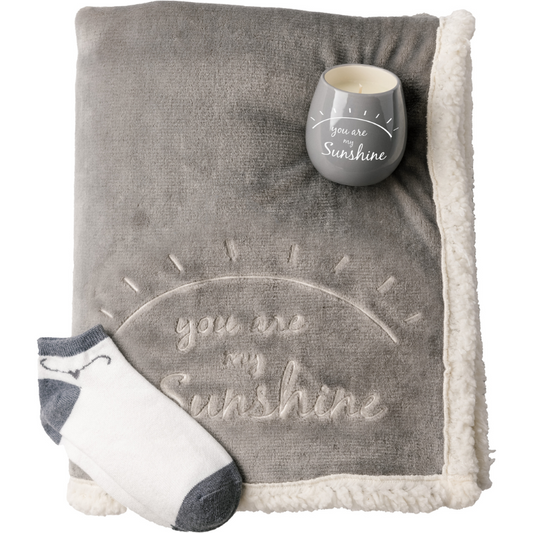 Pavilion 42" x 50" Plush Blanket, Candle & Sock Gift Set - Sunshine
