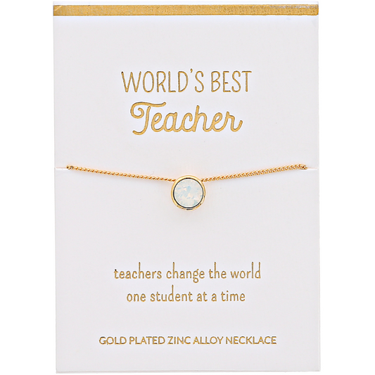 Pavilion 16"-17.5" White Opal Gold Plated Necklace - Best Teacher