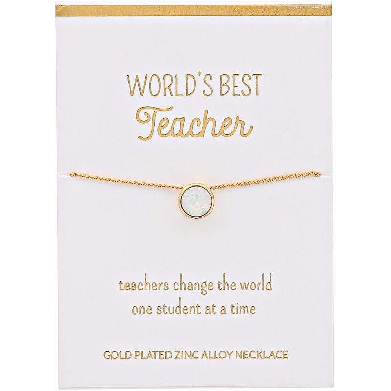 Pavilion 16"-17.5" White Opal Gold Plated Necklace - Best Teacher