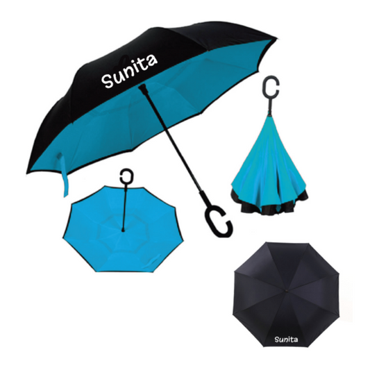 Personalised 48" Arc Inverted Umbrella - Blue