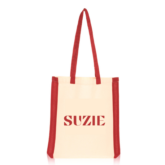 Personalised Side Stripes Cotton Tote Bag - Red