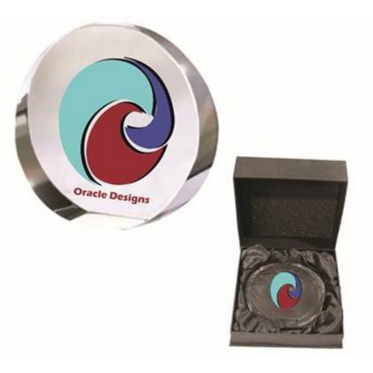 Personalised  Small Crystal Disc Award