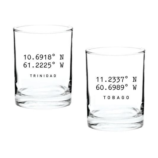 Trinidad & Tobago Coordinates Scotch Whiskey Glasses (Set of 2)
