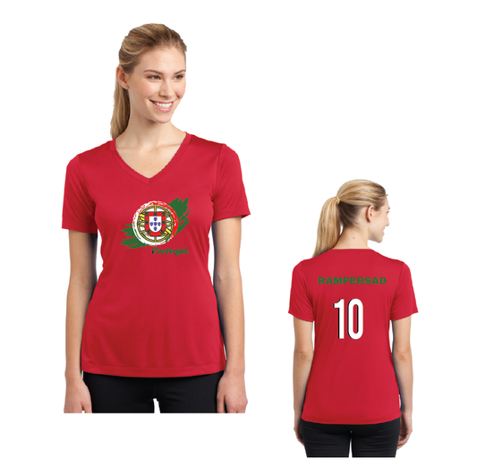 Football Fever Ladies Competitor V-Neck T-Shirt - Portugal