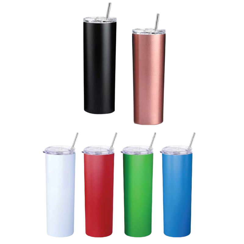 20oz Skinny Thermo Tumbler with Stainless Steel Straw