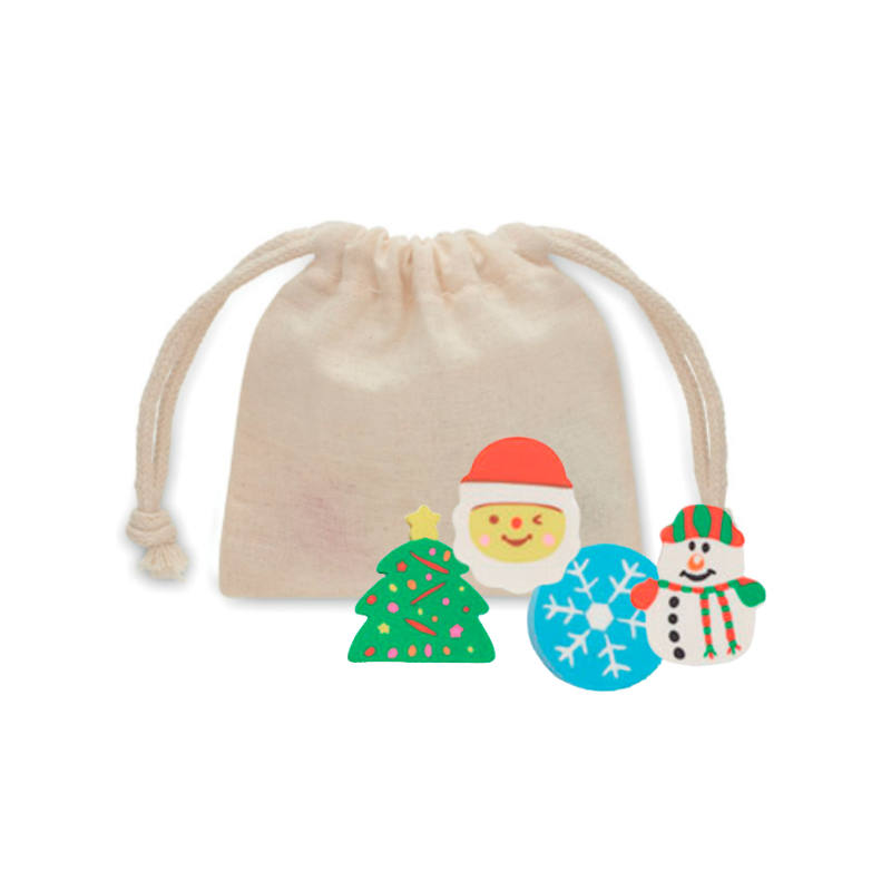 4pc Mini Christmas Eraser Set in Pouch