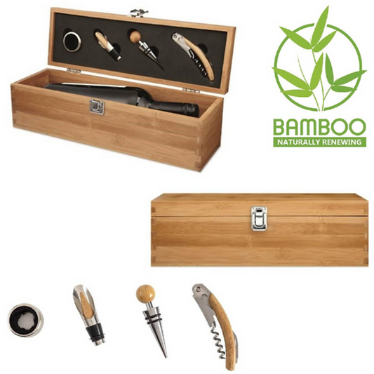 Bamboo Wine Bottle Box With Accessories