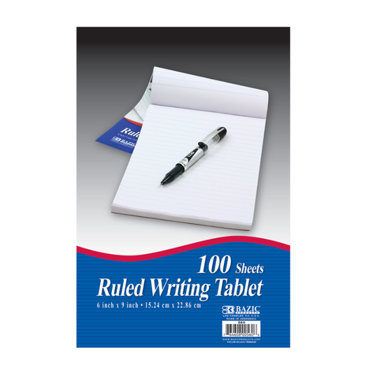 BAZIC 6" x 9" Ruled Writing Pad (100 Sheets)