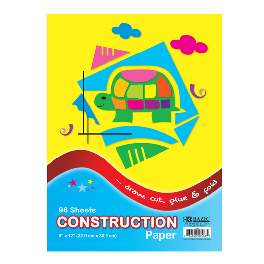 BAZIC 9" x 12" Construction Paper (96 Sheets)