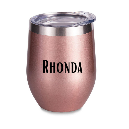 Personalised 12oz Stainless Steel Wine Cup - Rose Gold