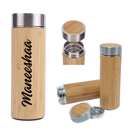Personalised 15oz Bamboo Water Bottle with Infuser