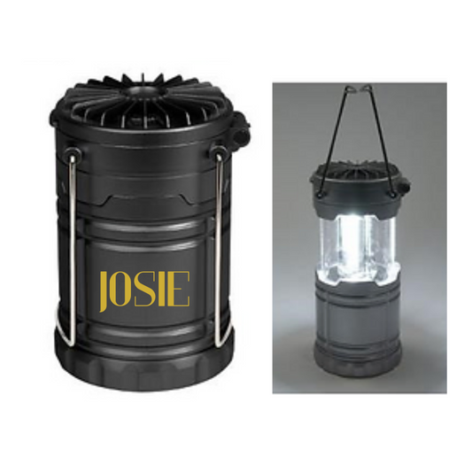 Personalised Pop-Up Camping Lantern with Fan - Black